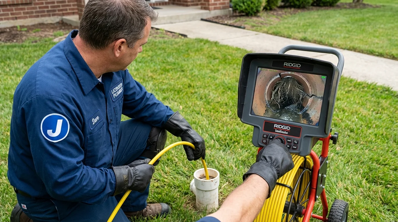 Sewer camera inspection being performed by Johns Plumbing LLC in Raleigh